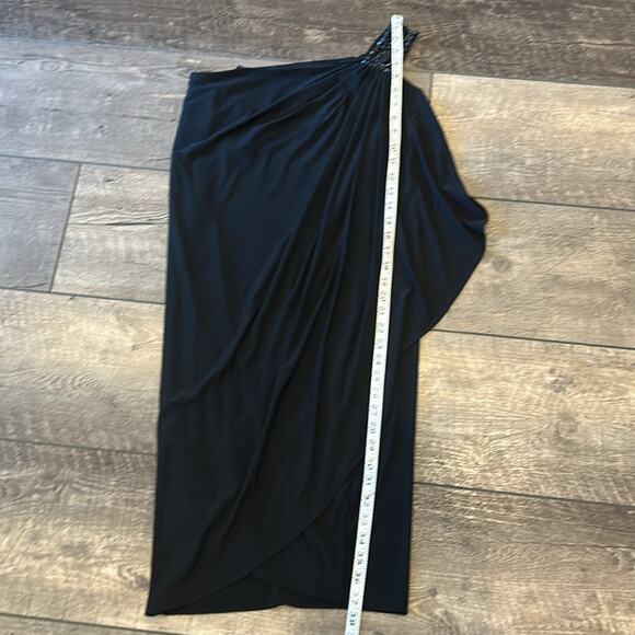 Maggy London Black One Shoulder Cocktail Drape Dress Size 6 - Picture 4 of 6